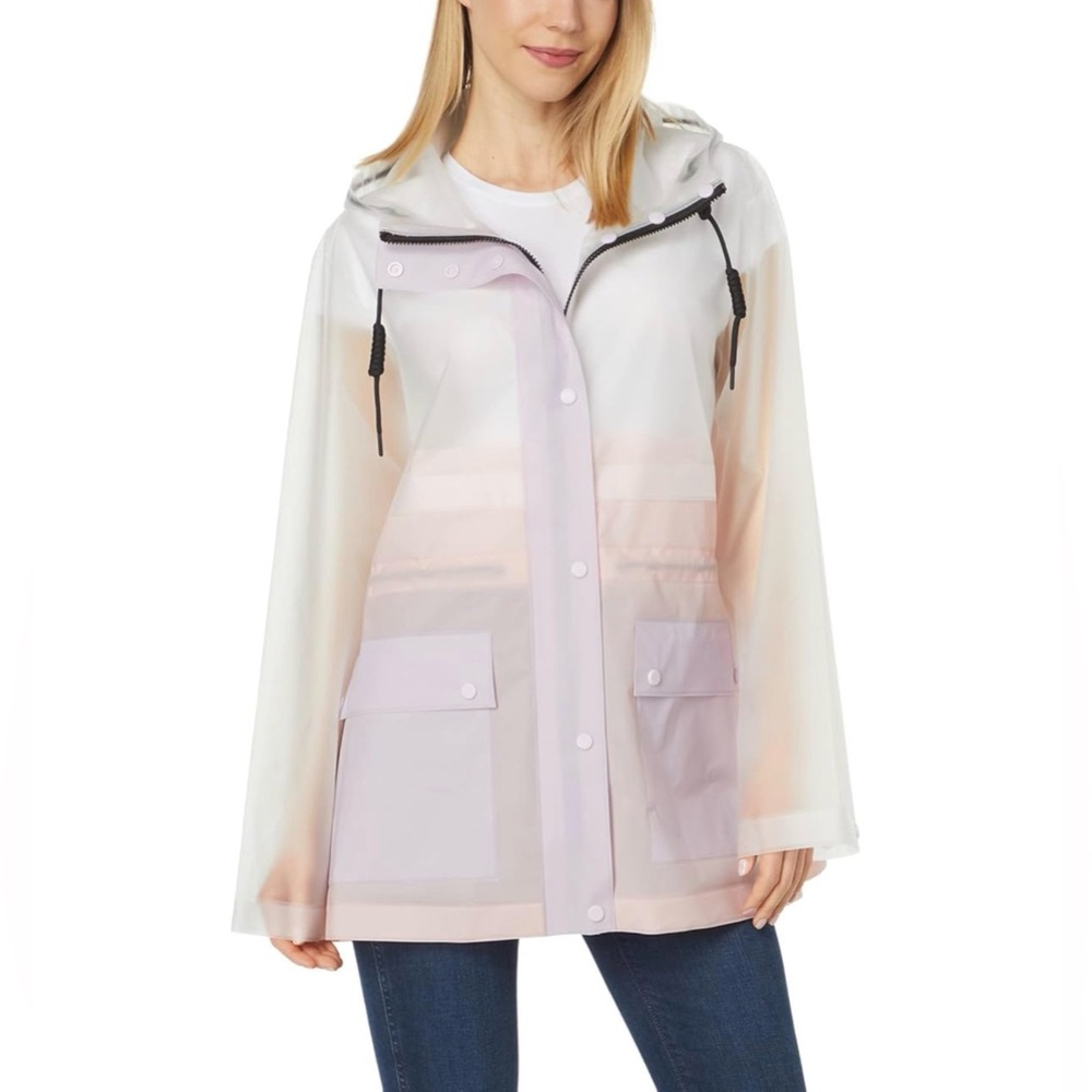 Hunter Play Transparent Quilted Jacket XS Faded Rose Mauve New